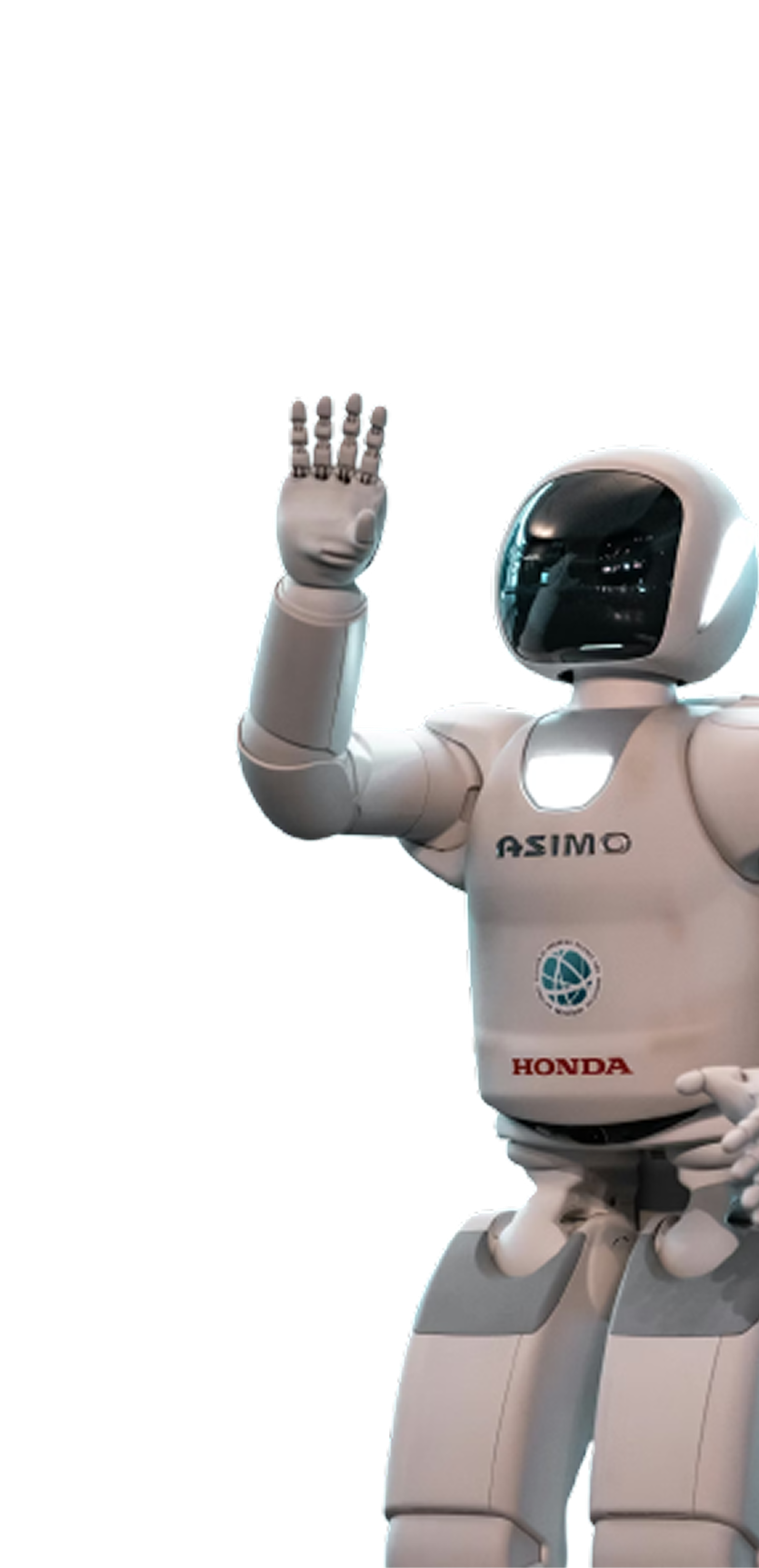 A new robot of honda waving to the screen